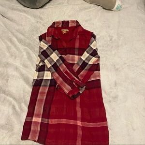 Burberry Brit pink novacheck women’s quart sleeve button up flannel top